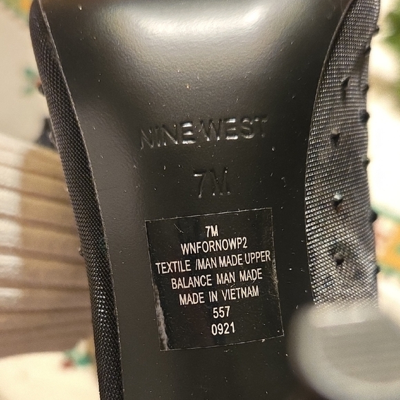 Nine West Black Sparkly Mesh Heeled Boots - Picture 2 of 5